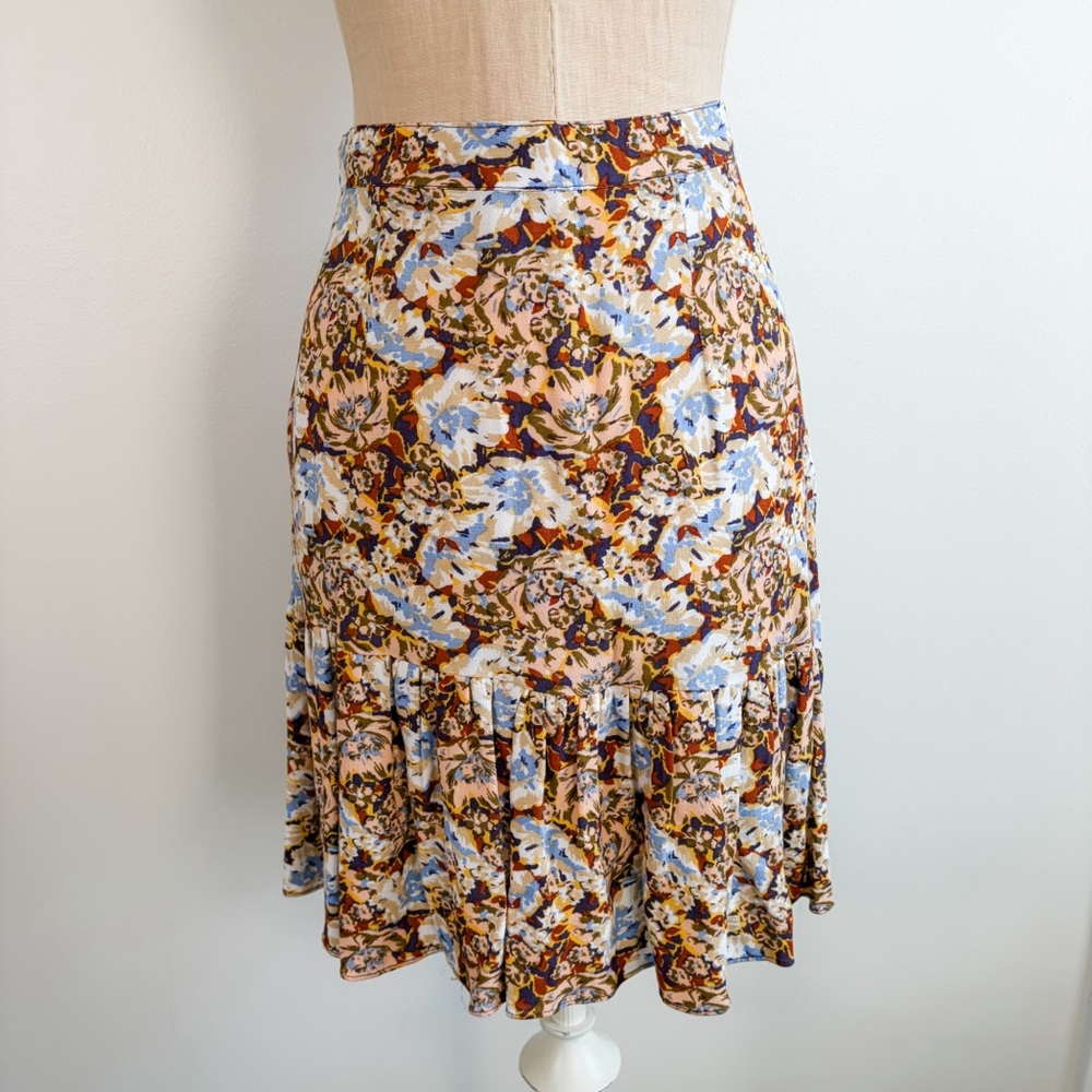 Free People Nadia Yellow Floral Print Ruffled Wrap Mini Skirt - Picture 8 of 15